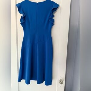 Maggy London Vibrant Blue Dress with Ruffle Sleeves